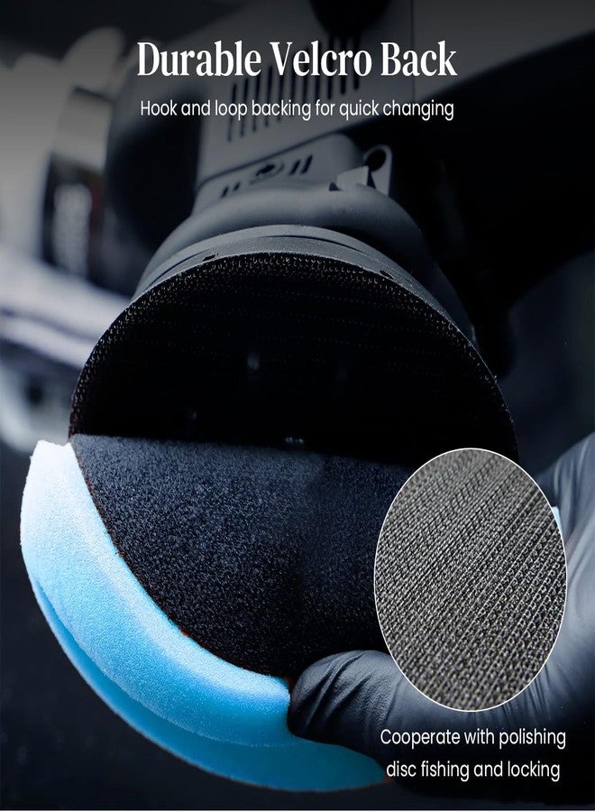 Serplex مجموعة وسادات تلميع Serplex® مكونة من 5 قطع للوحة دعم مقاس 15 سم، وسادات إسفنجية للتلميع والقطع، مجموعة وسادات إسفنجية لتلميع وتشميع السيارات، متنوعة - Image 5